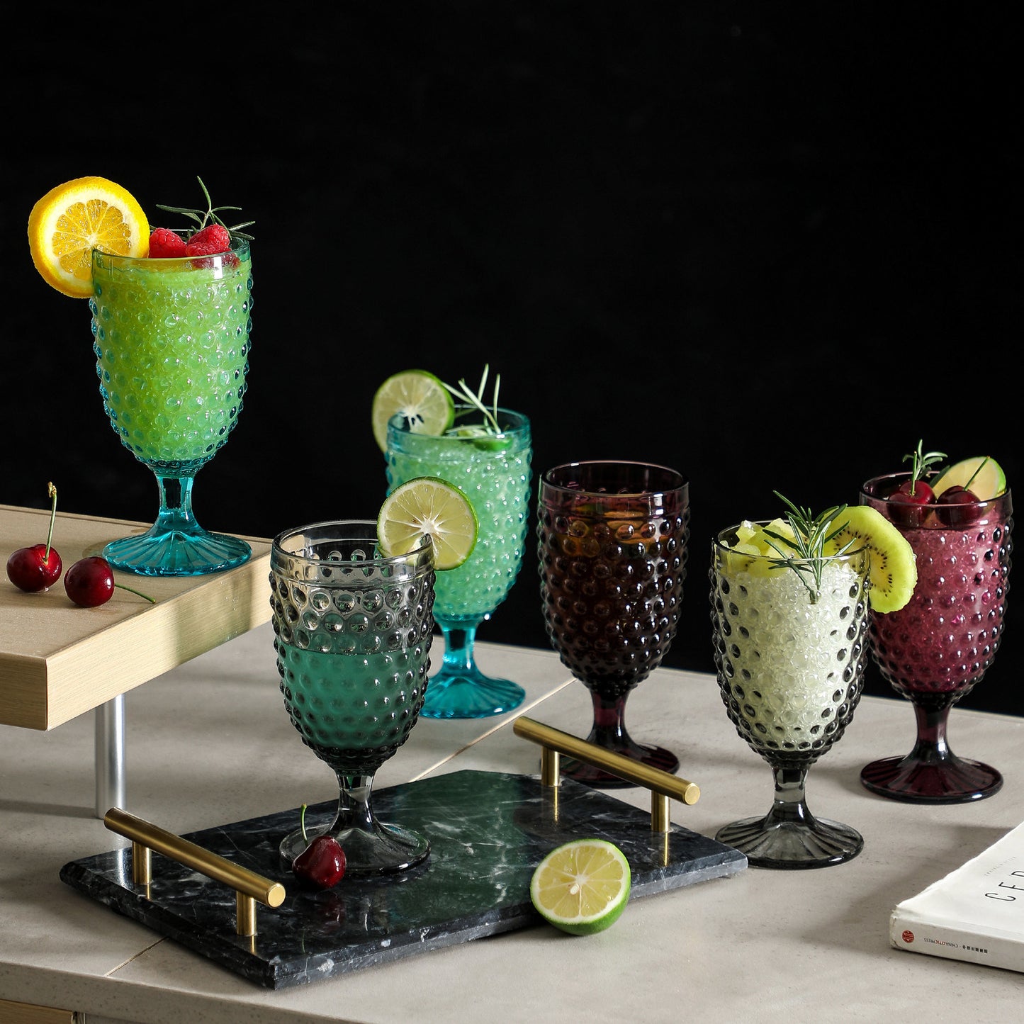 Hobnail Collection Glass Beverage Goblets set