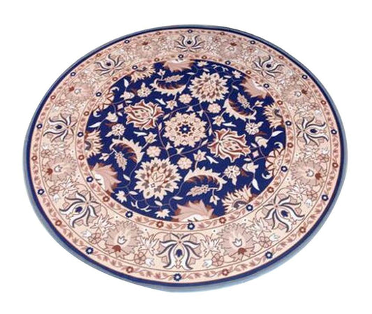 [Navy Flowers] Stylish Round Area Rug Chair Mat Living Room Bedroom Carpet