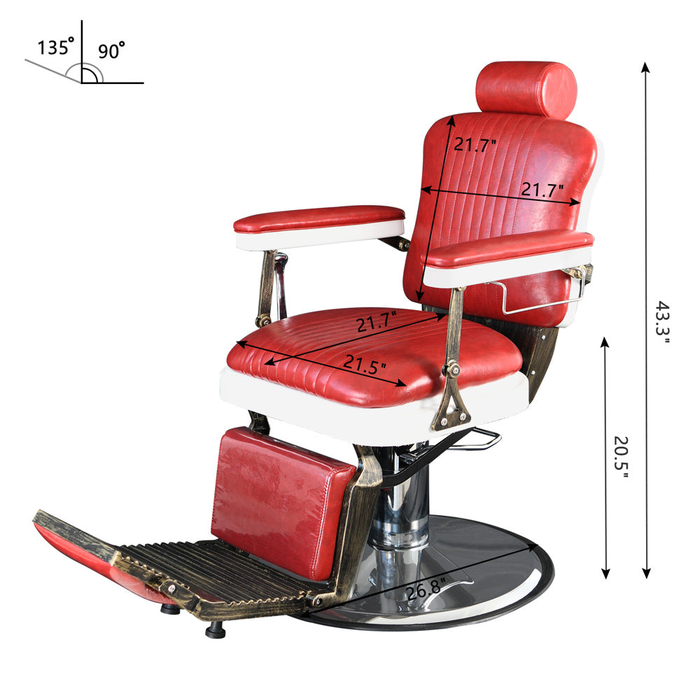 PVC Leather Cover ABS Armrest Shell Disc Extra Large Pump Retractable Barber Chair