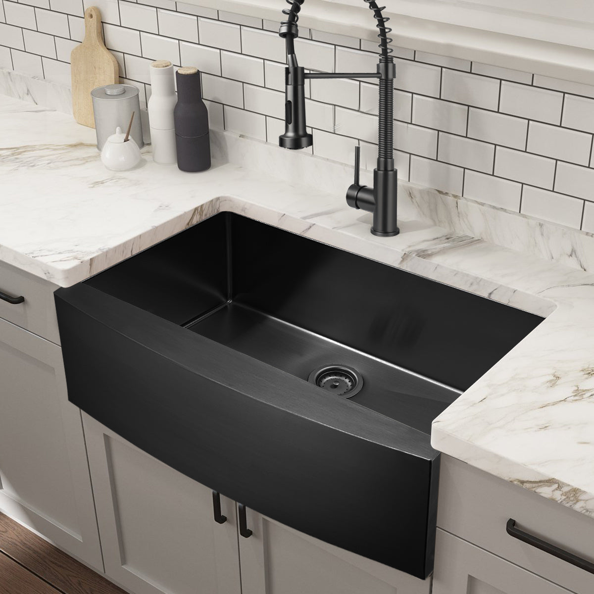 Farmhouse Sink 33 inch Black Kitchen Sink Stainless Steel 10 inch deep