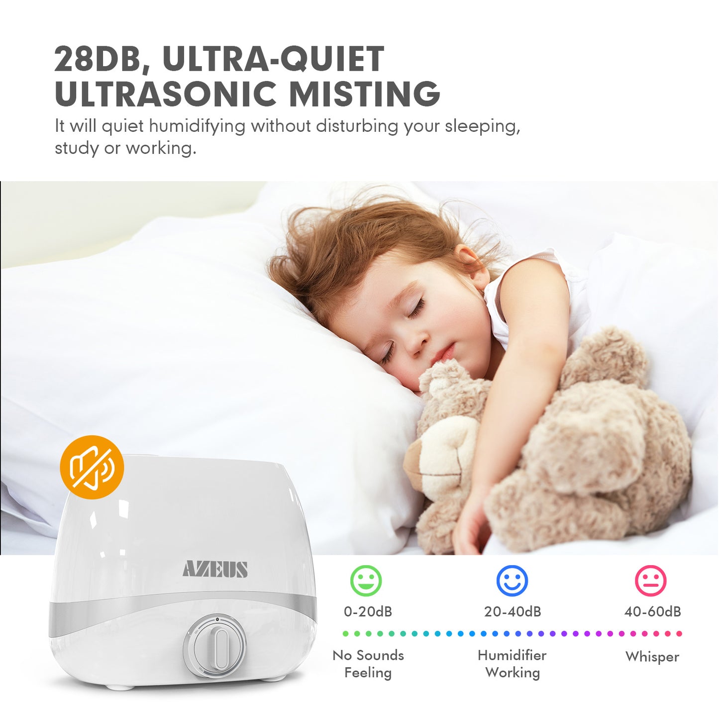 AZEUS 5L (1.32Gal) Ultrasonic Cool Mist Humidifier (BPA Free)