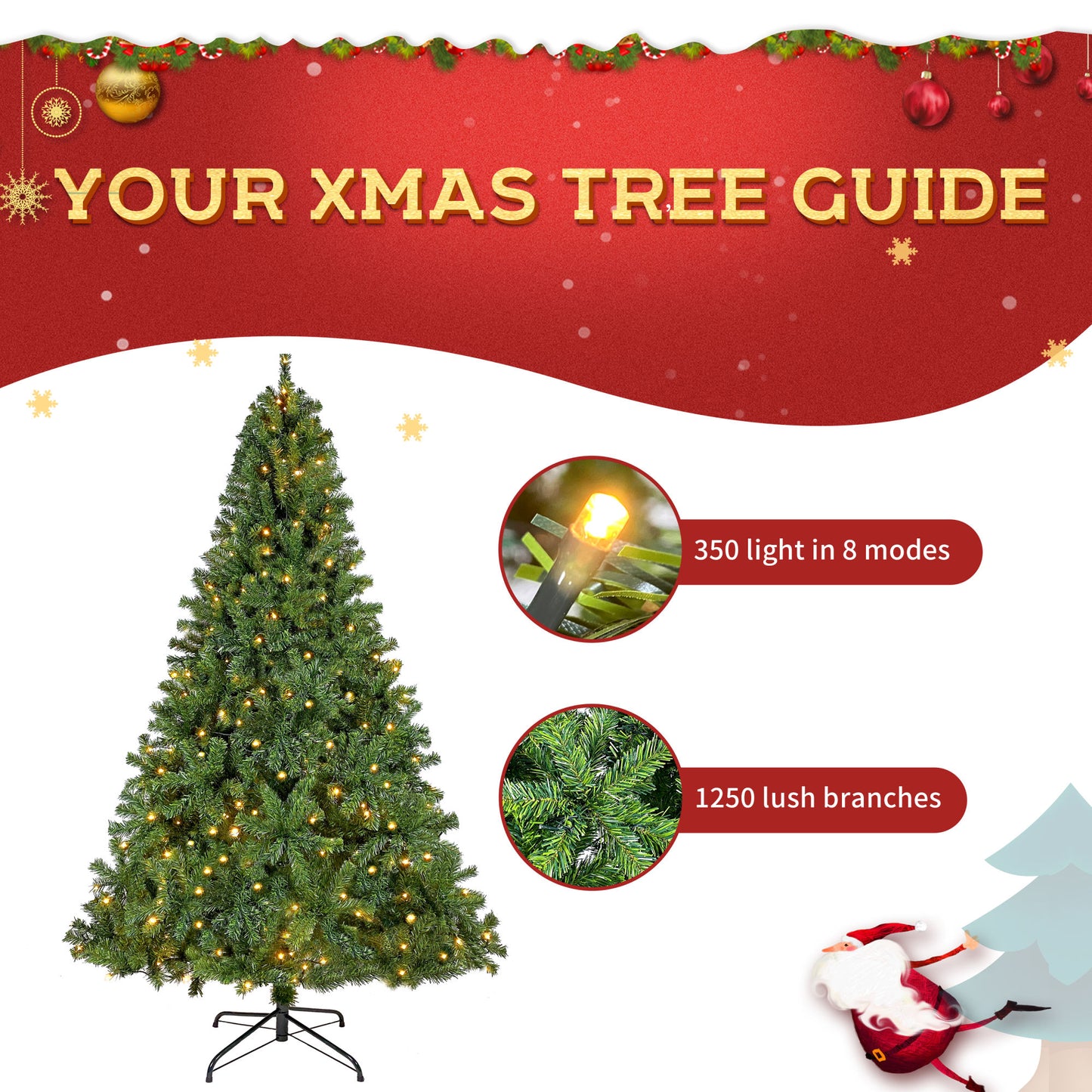 7.5FT Hinged Fraser Fir Artificial Fir Christmas Tree