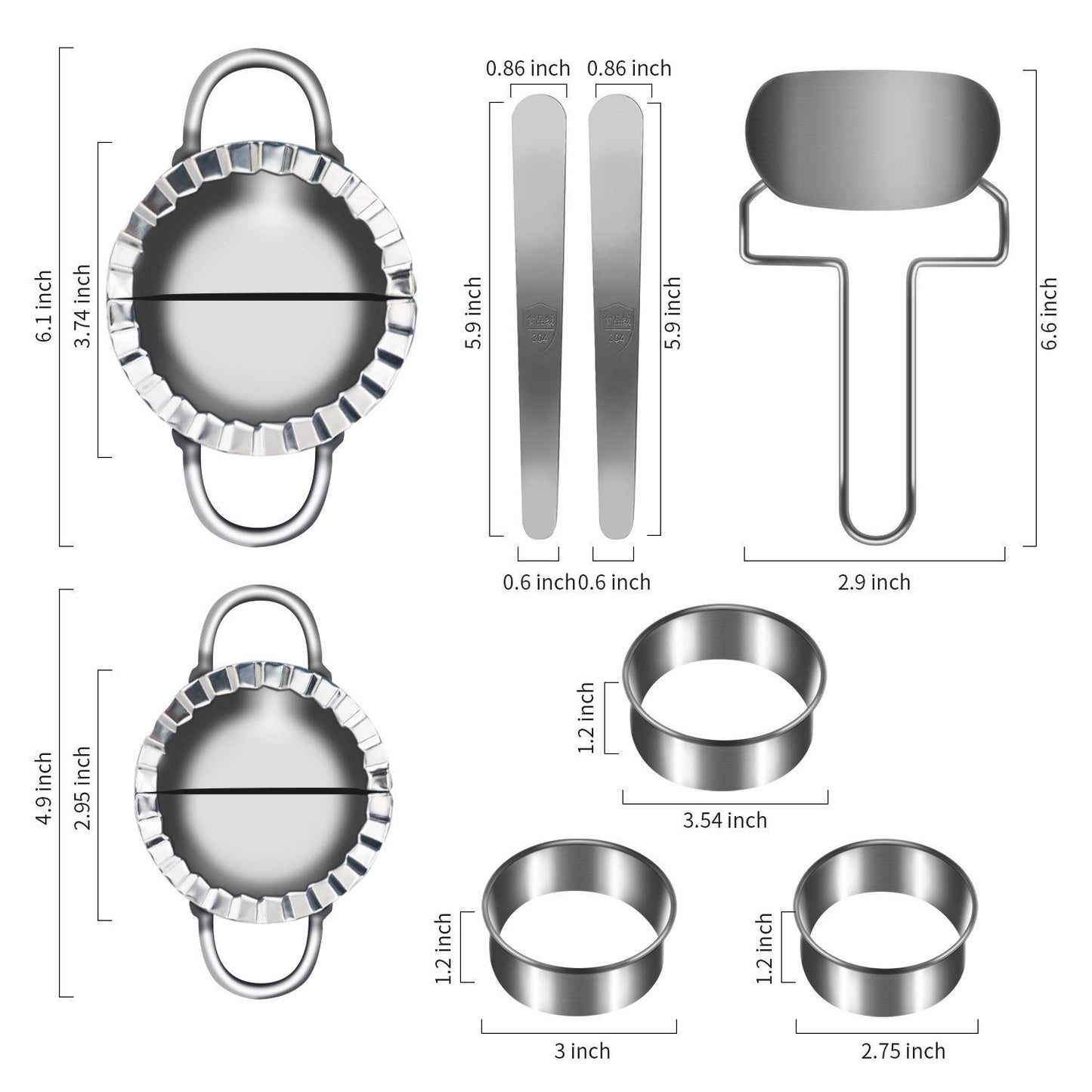 Dumpling maker stainless steel dumpling mold set, suitable for Ravioli making machine Pastry filling DIY handmade 8-piece kitchen set