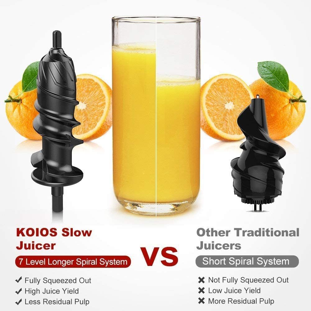 Masticating Juicer with Reversible and Quiet Motor
