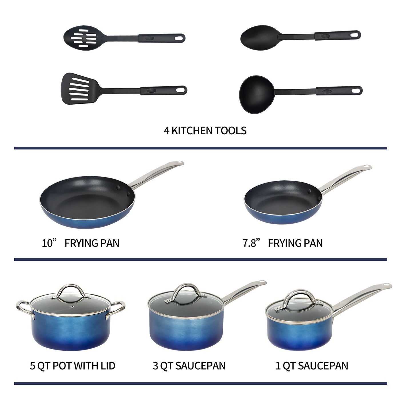 Kitchen Cookware Sets, Nonstick Pots and Pans Set, 12 Pcs