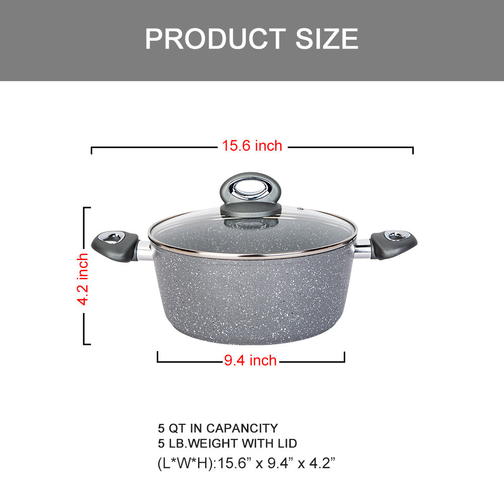 5 QT Nonstick Stock Pot with Glass Lid