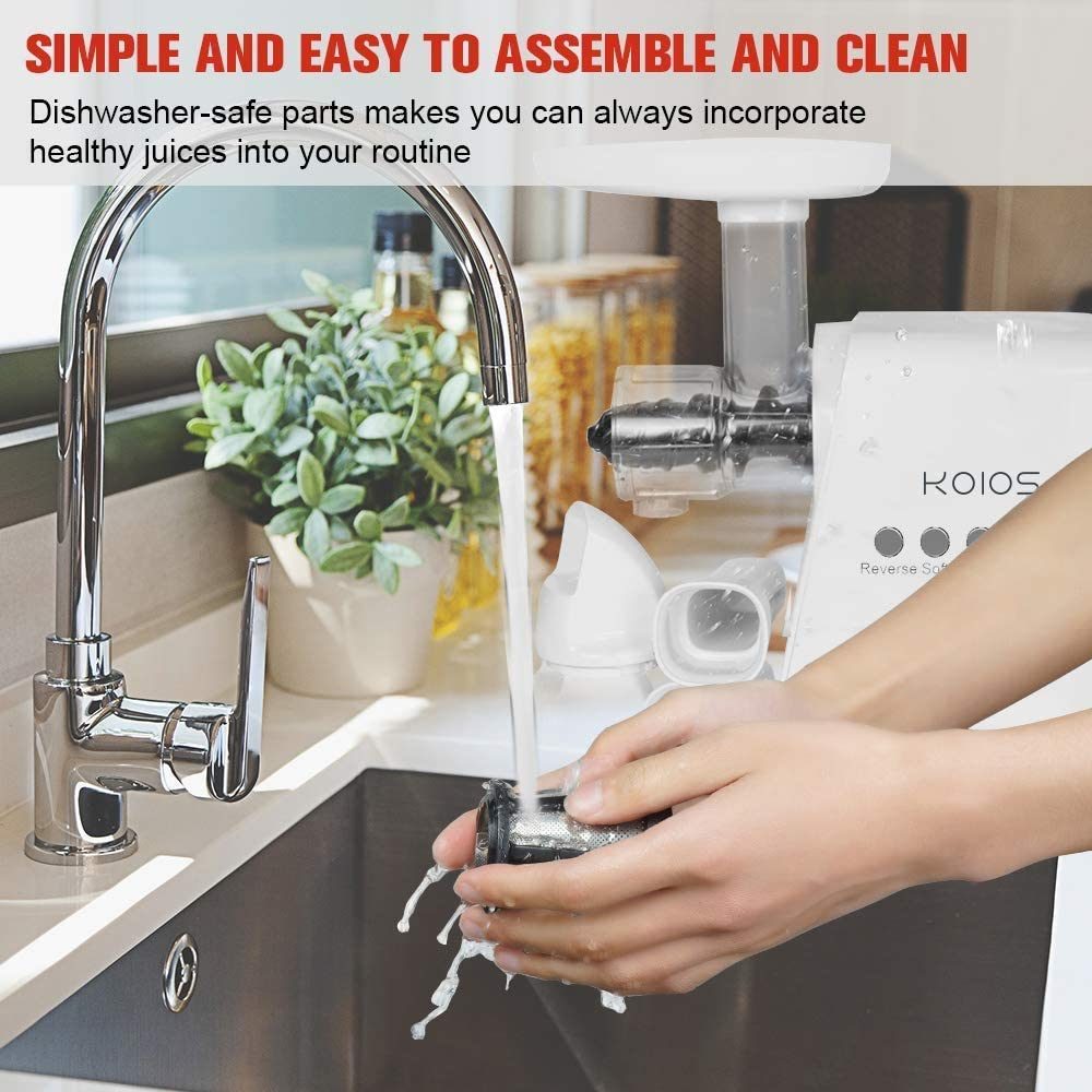 Masticating Juicer with Reversible and Quiet Motor