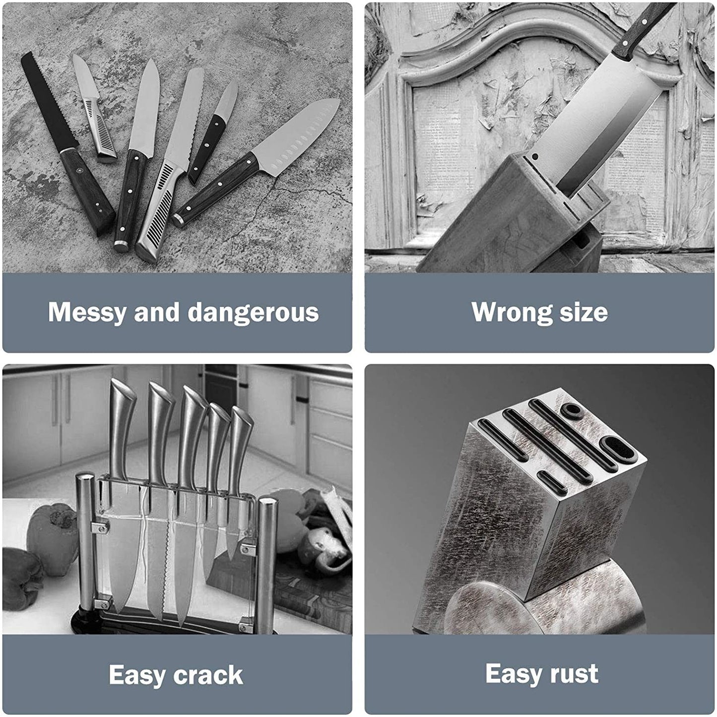 Knife Block, Cookit kitchen Universal Knife Holder without Knives, Detachable Knife Storage with Scissors Slot, Space Saver Multi-function Knife Utensil Organizer RT