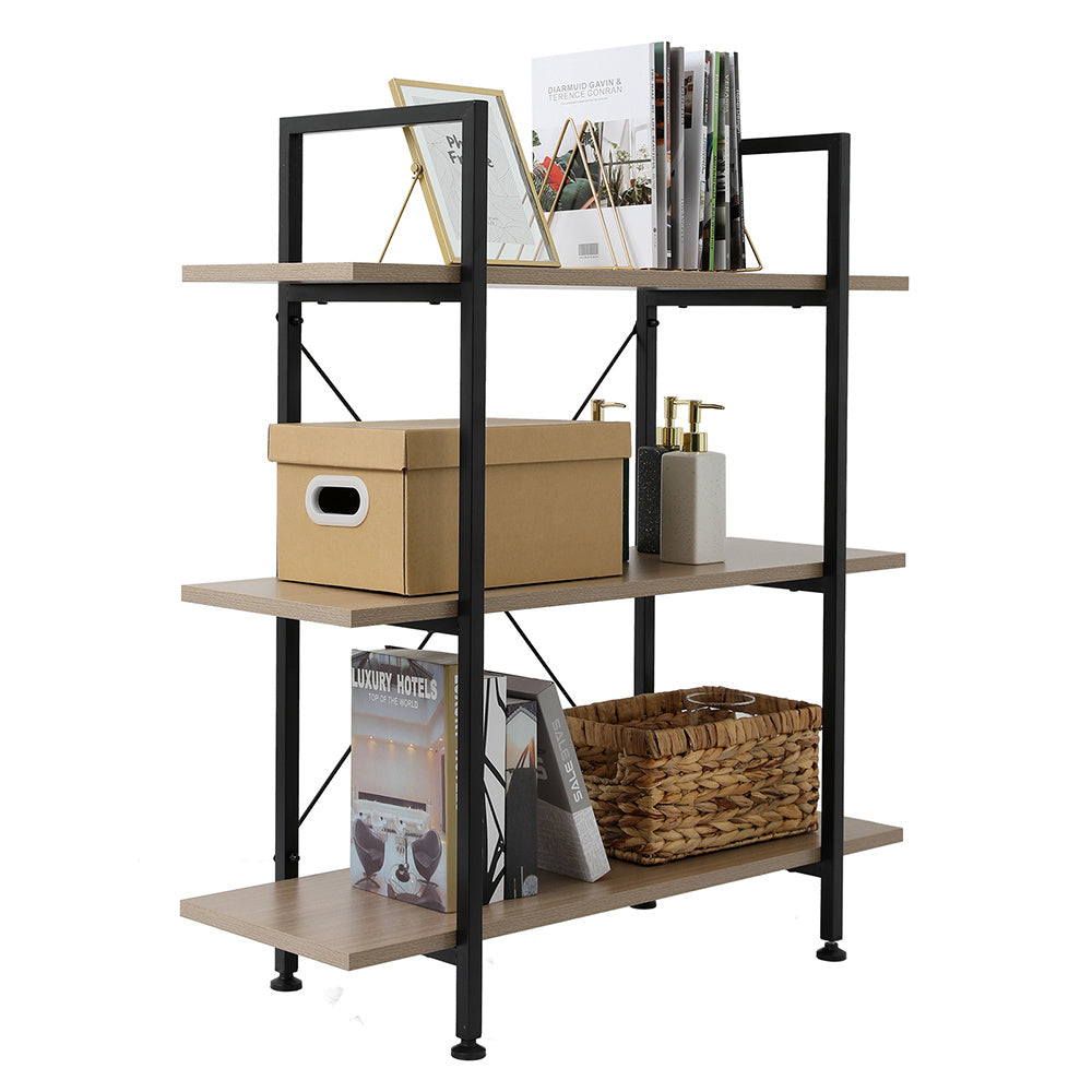 3-Tier Industrial Bookcase and Book Shelves