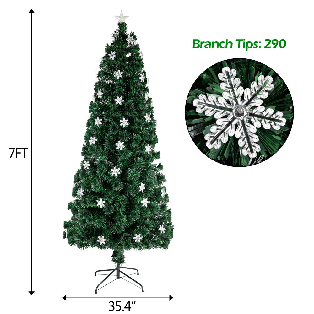 Pre-Lit Artificial Christmas Tree with Multi-Colored Fiber Optic Light