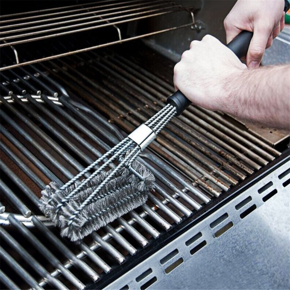 BBQ barbecue brush, 18 inch three wire oven brush grill brush