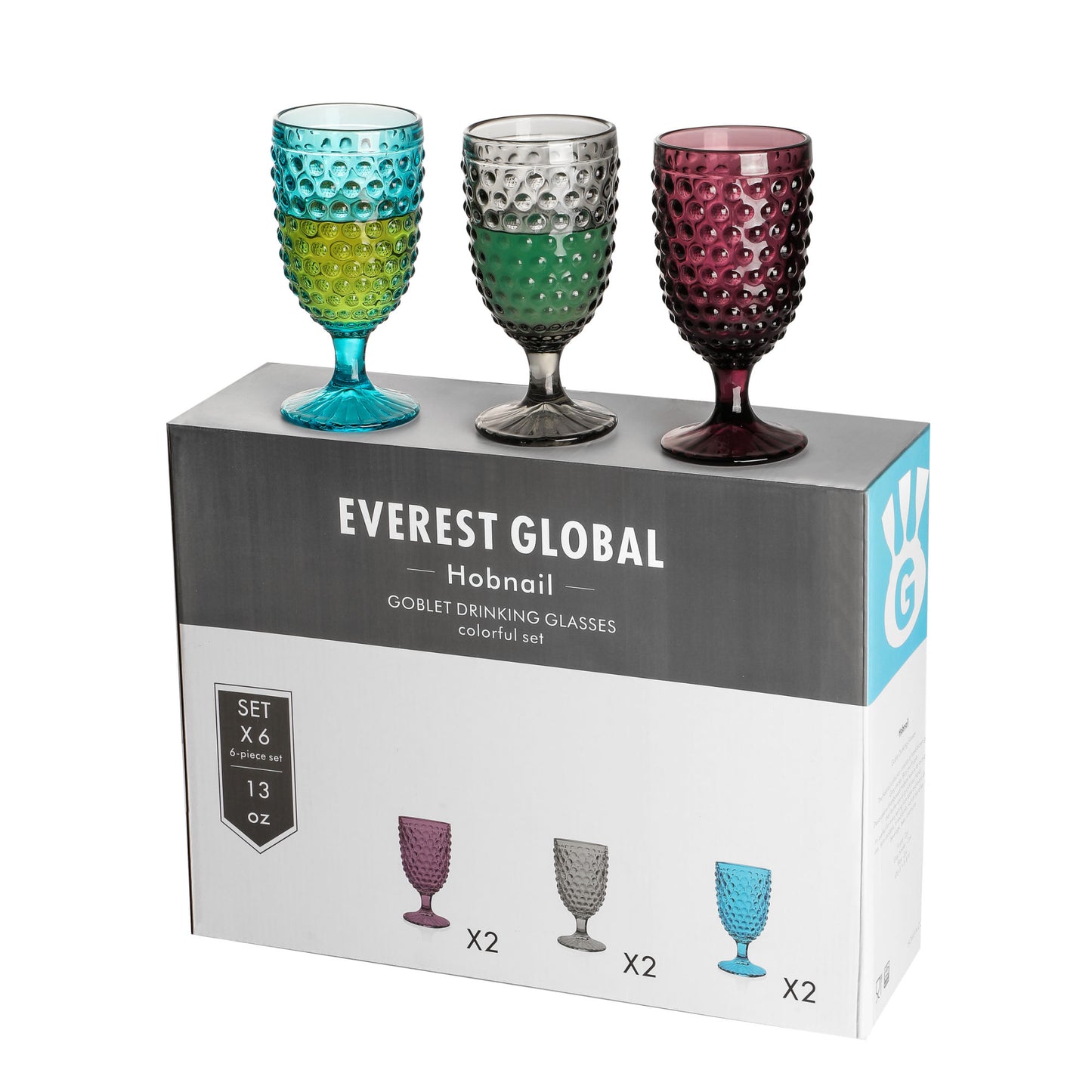 Hobnail Collection Glass Beverage Goblets set