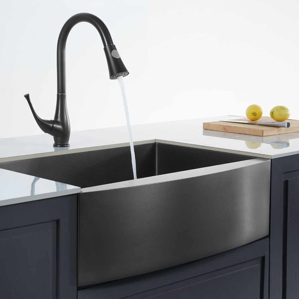 Farmhouse Sink 33 inch Black Kitchen Sink Stainless Steel 10 inch deep
