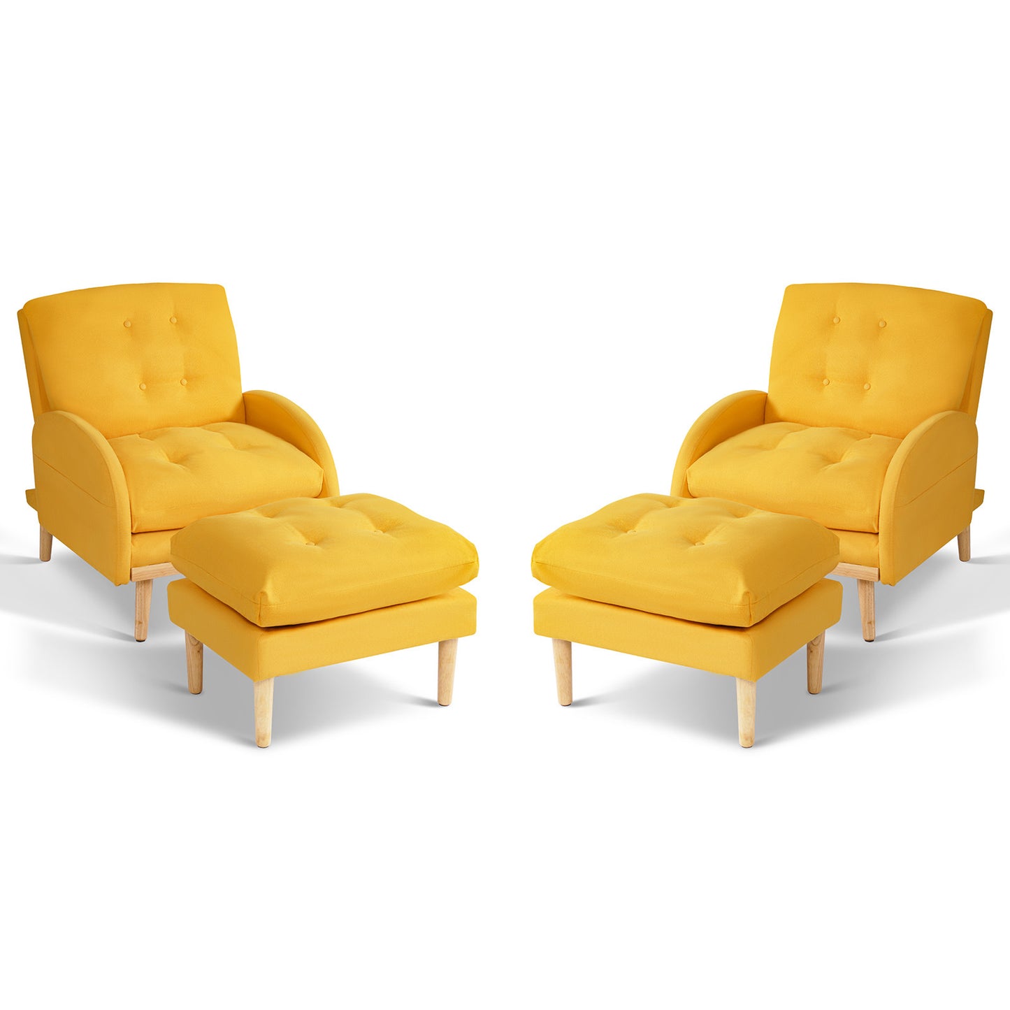 Chair with Ottoman, Soft Fabric Armchair with Adjustable Backrest and Side Pocket XH