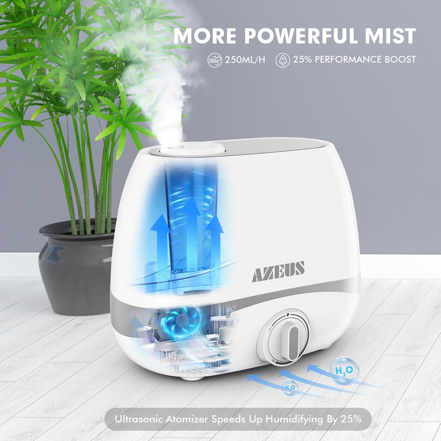 AZEUS 5L (1.32Gal) Ultrasonic Cool Mist Humidifier (BPA Free)