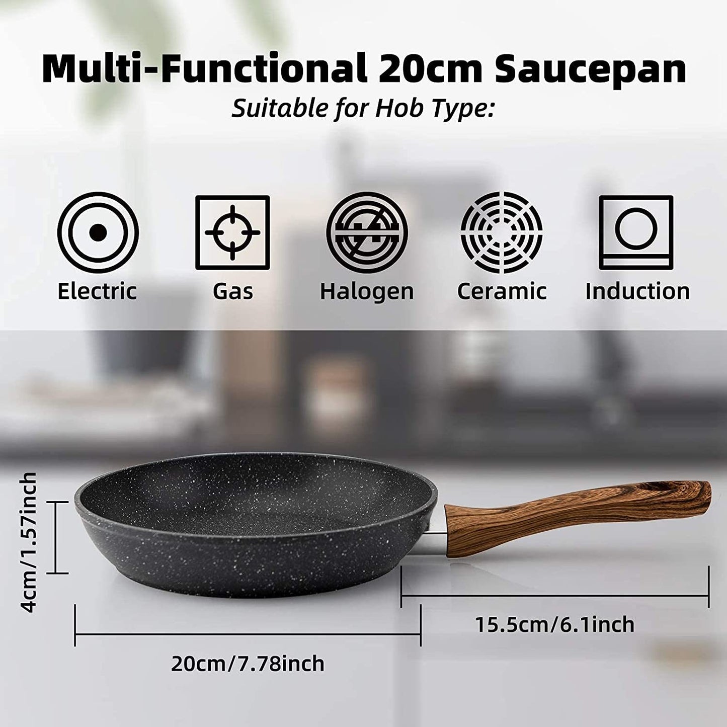Frying Pan Set 3-Piece Nonstick Saucepan Woks Cookware