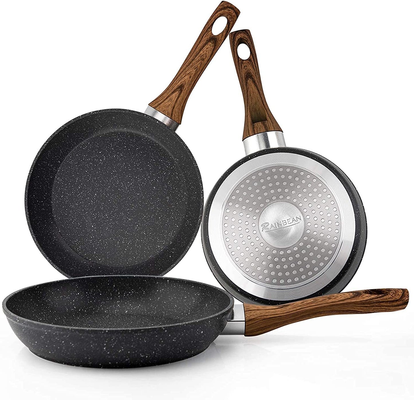Frying Pan Set 3-Piece Nonstick Saucepan Woks Cookware