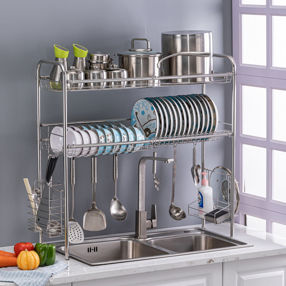 Over Sink Dish Rack, 2 Tier Stainless Steel Dish Rack