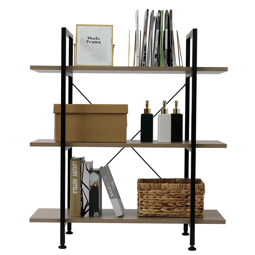 3-Tier Industrial Bookcase and Book Shelves