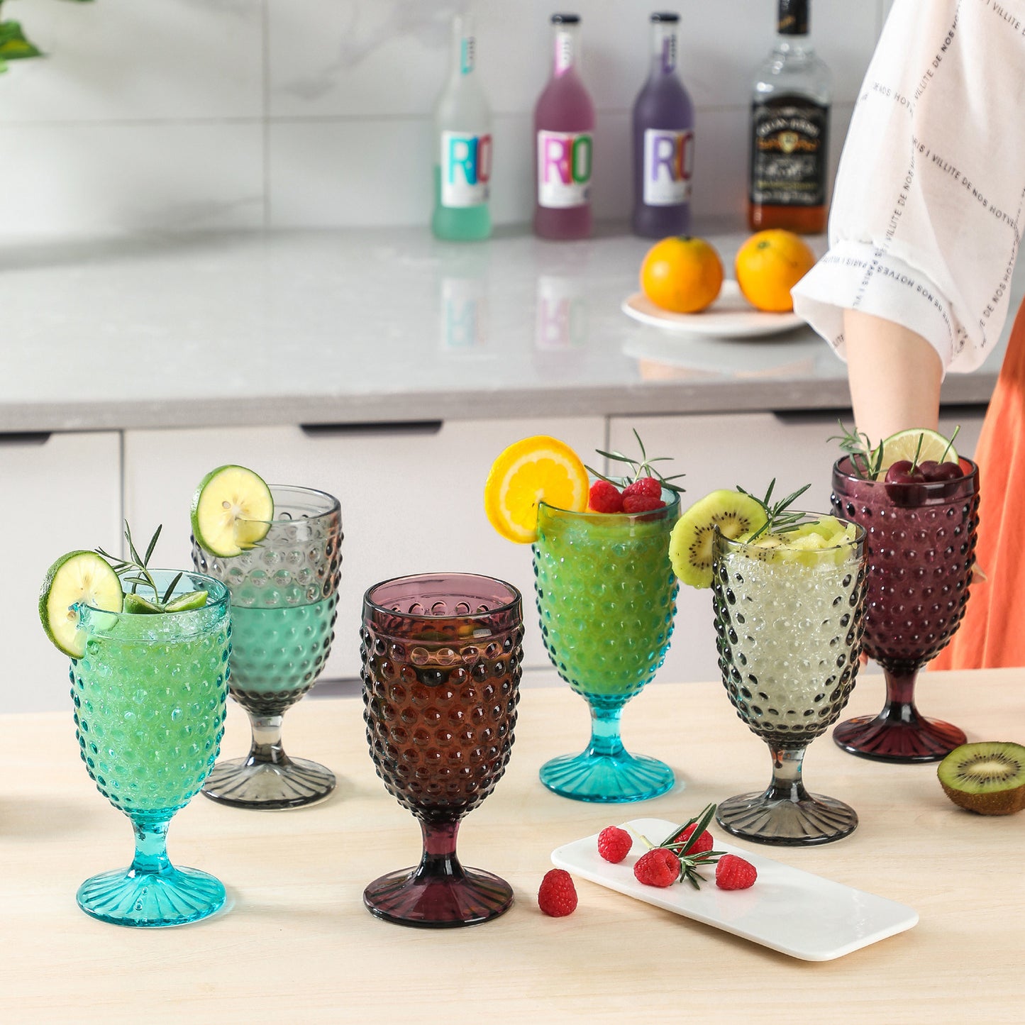 Hobnail Collection Glass Beverage Goblets set