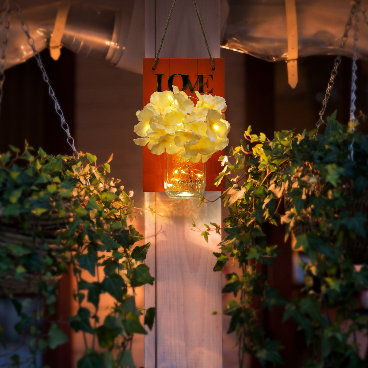 2 Packs LED String Light Vintage Mason Jar Wall Light