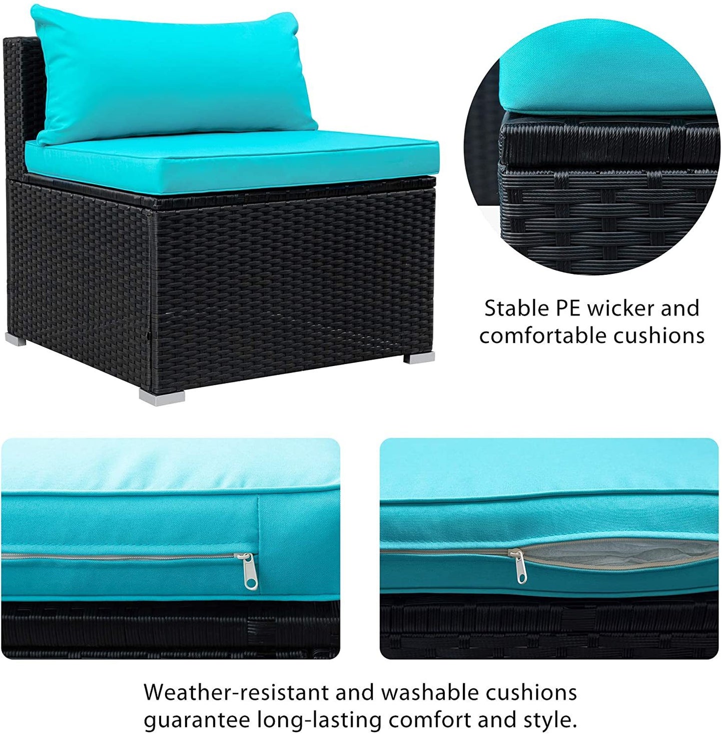 9-piece Outdoor Patio PE Wicker Rattan conversation Sectional Sofa sets with 3 sofa