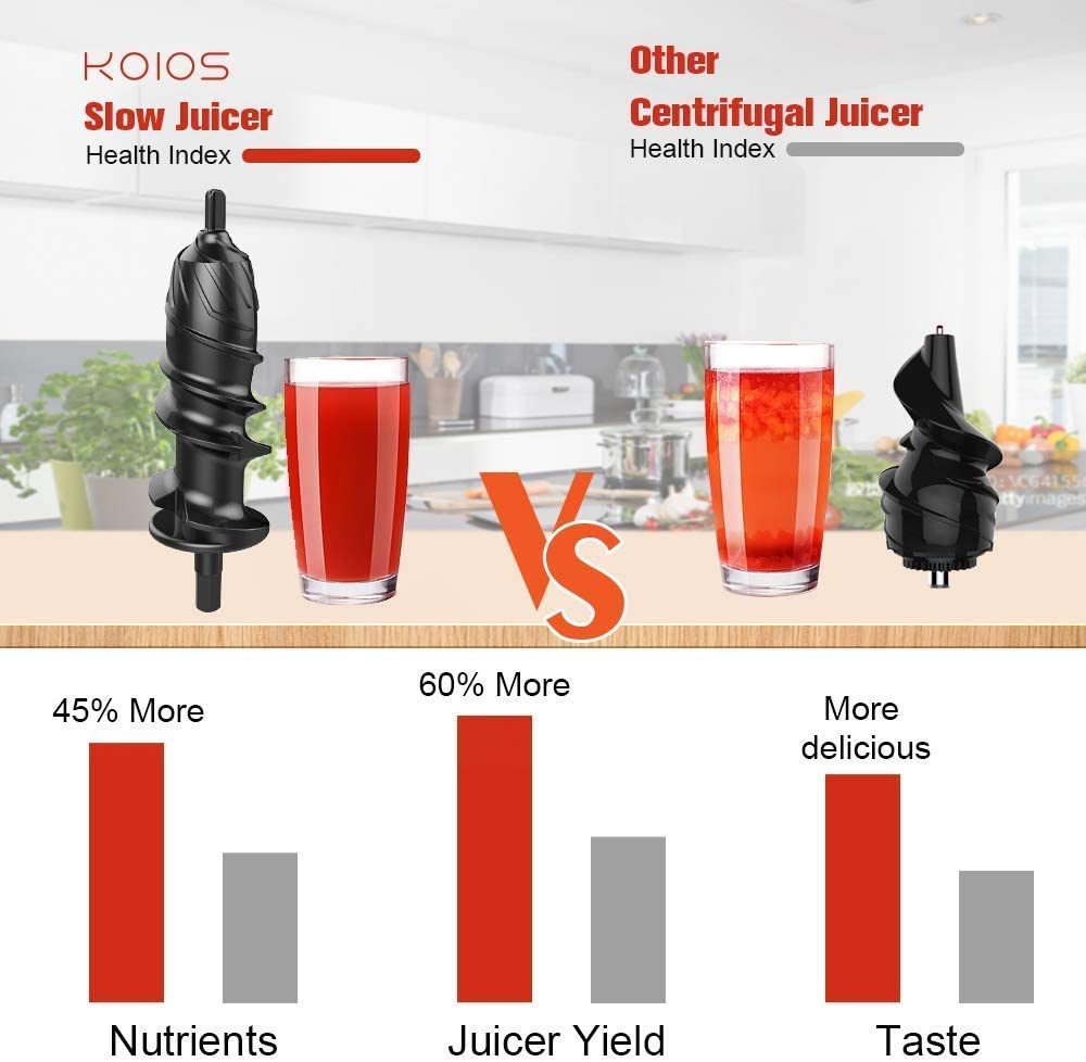 Masticating Juicer with Reversible and Quiet Motor