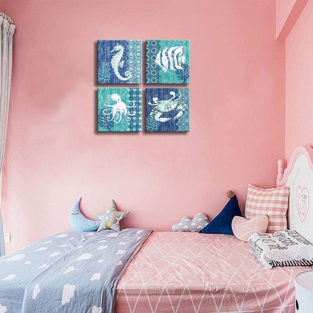 Ocean Life Theme Canvas Wall Art