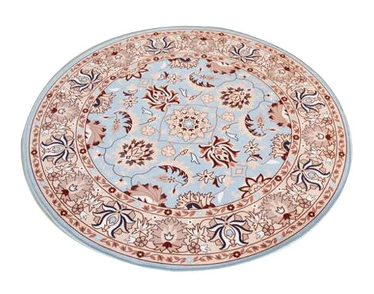 [Blue Flowers] Stylish Round Area Rug Chair Mat Living Room Bedroom Carpet