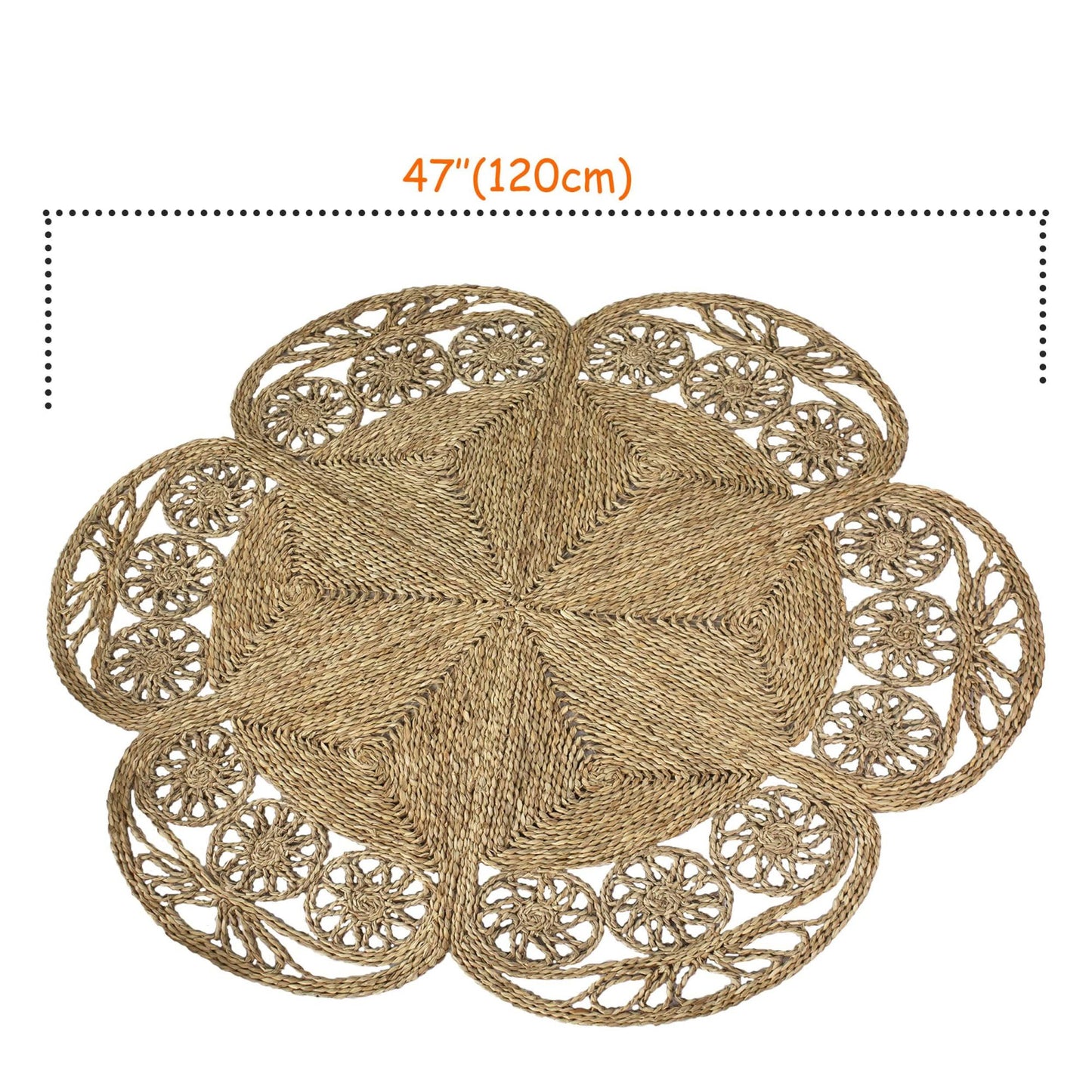 Natural Fiber Seagrass Wicker Rug Flower Shaped for Home Decoration