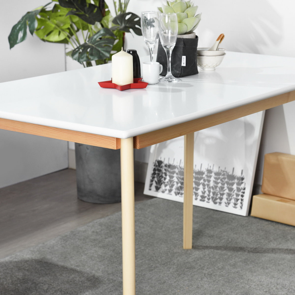 Modern Dining Table, Solid Wood Dining Table Leisure Coffee Tea Table