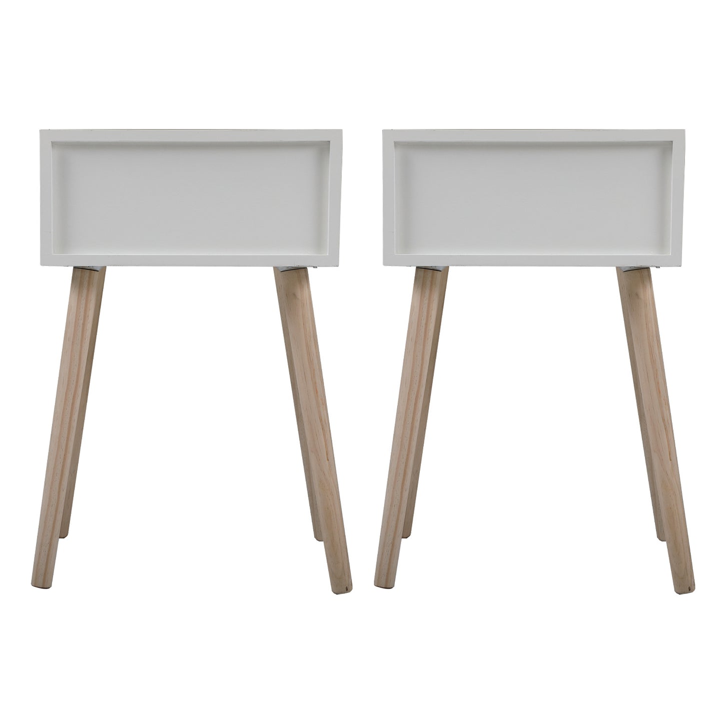 2 Pieces Bedside Table, Wooden End Table with Drawer