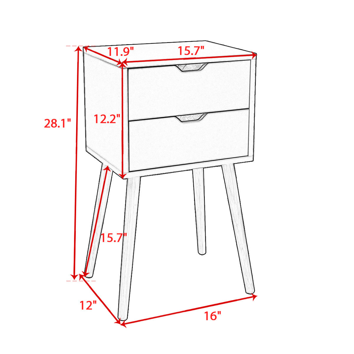 Double drawer bedside table