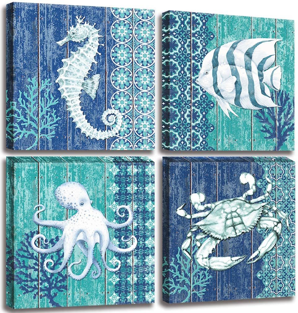 Ocean Life Theme Canvas Wall Art