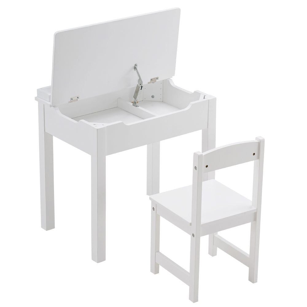 MDF White Children's Study Table and Chair Set