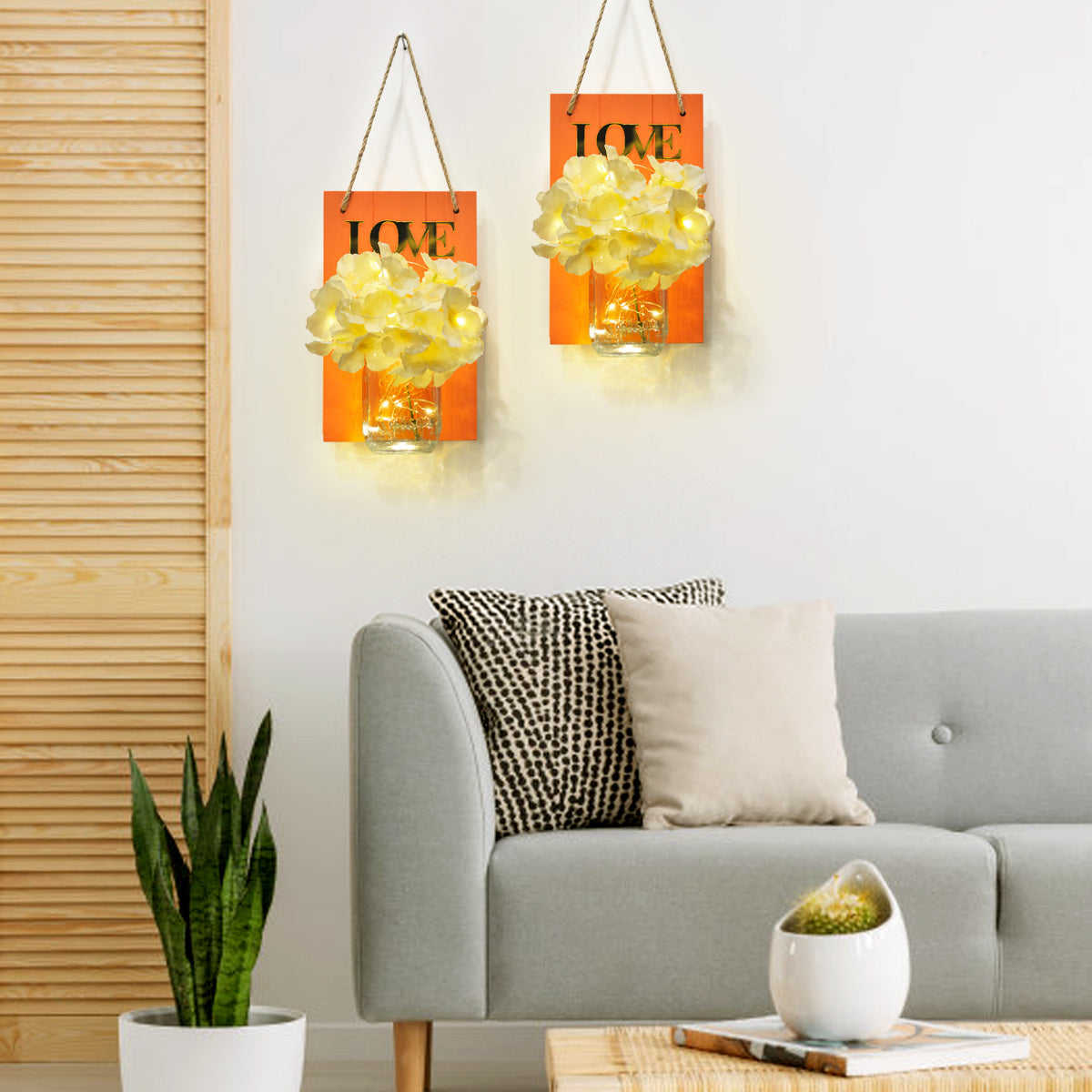 2 Packs LED String Light Vintage Mason Jar Wall Light