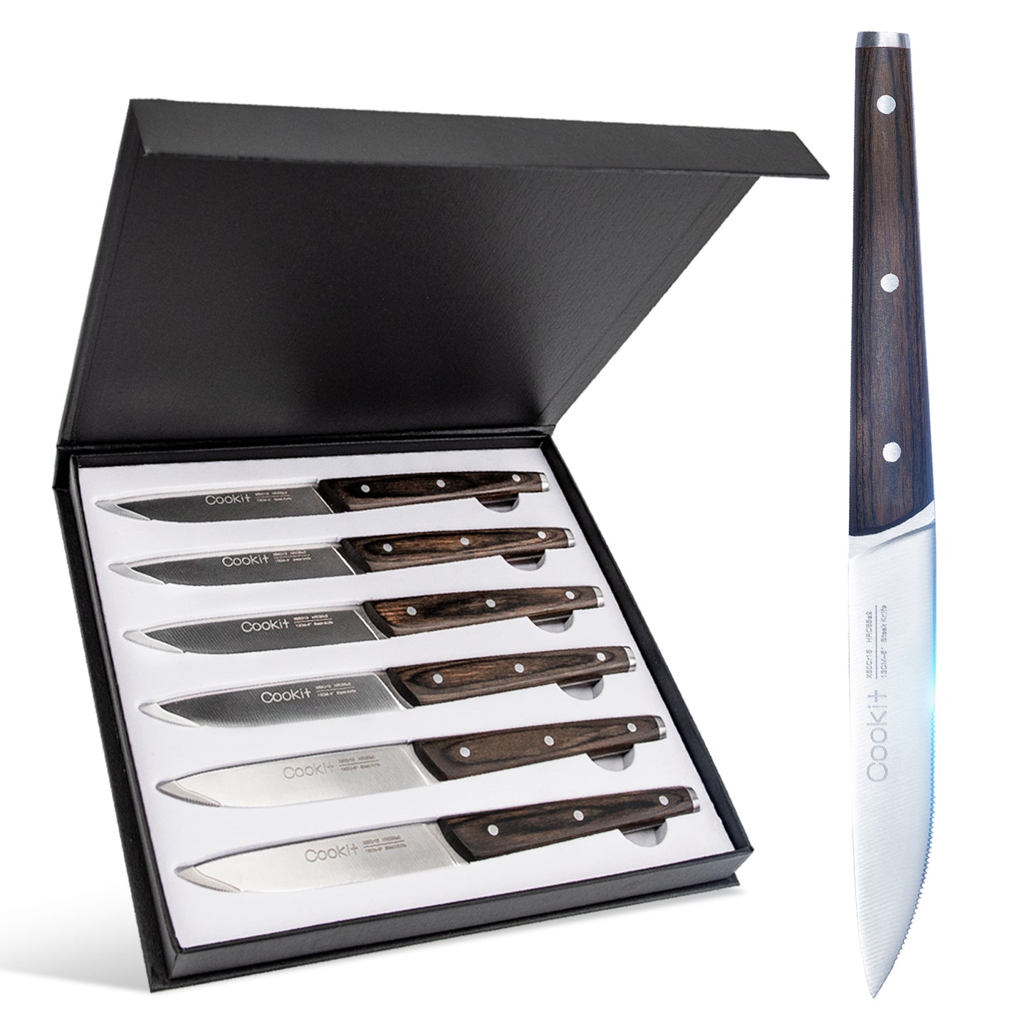 6Pcs Steak Knife Set Serrated Stainless Steel
