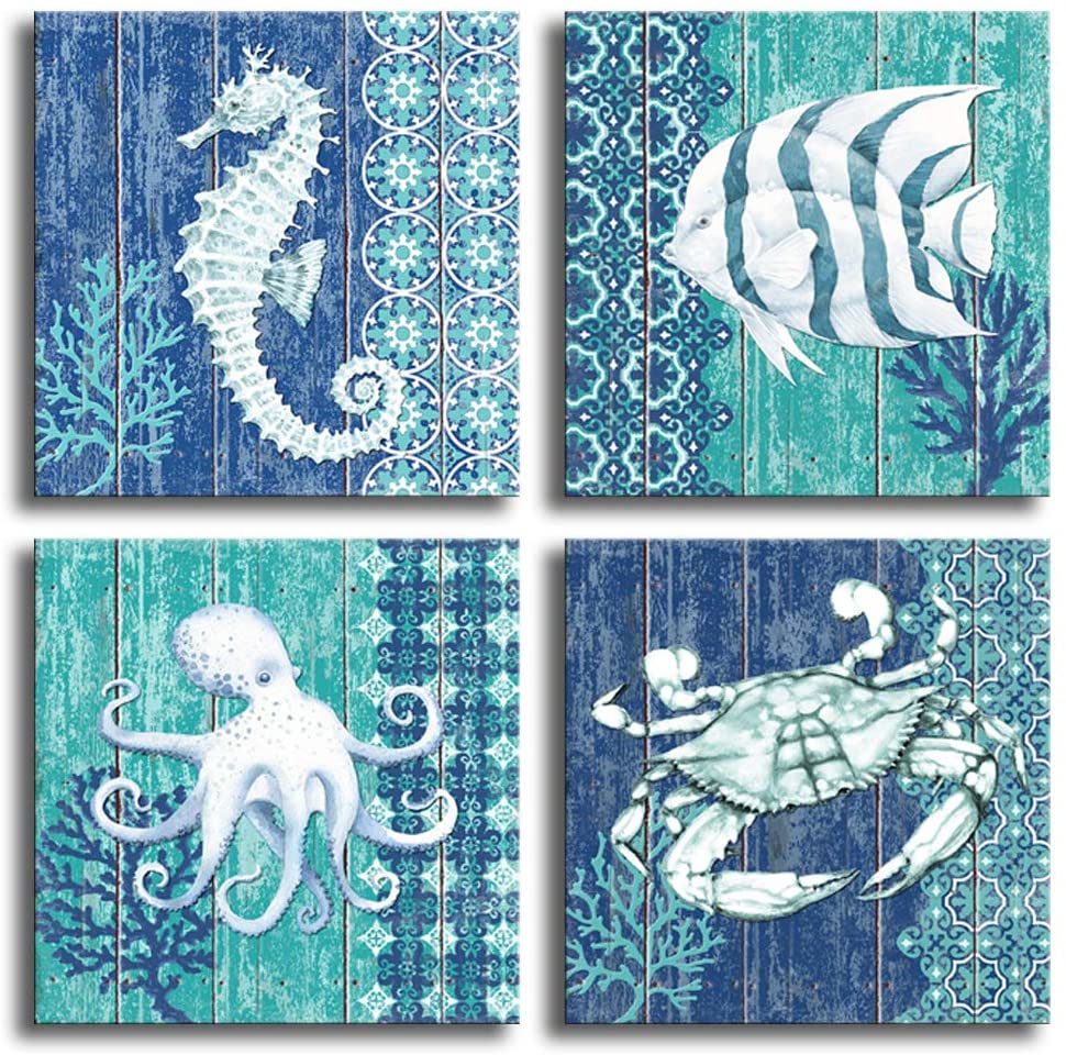 Ocean Life Theme Canvas Wall Art