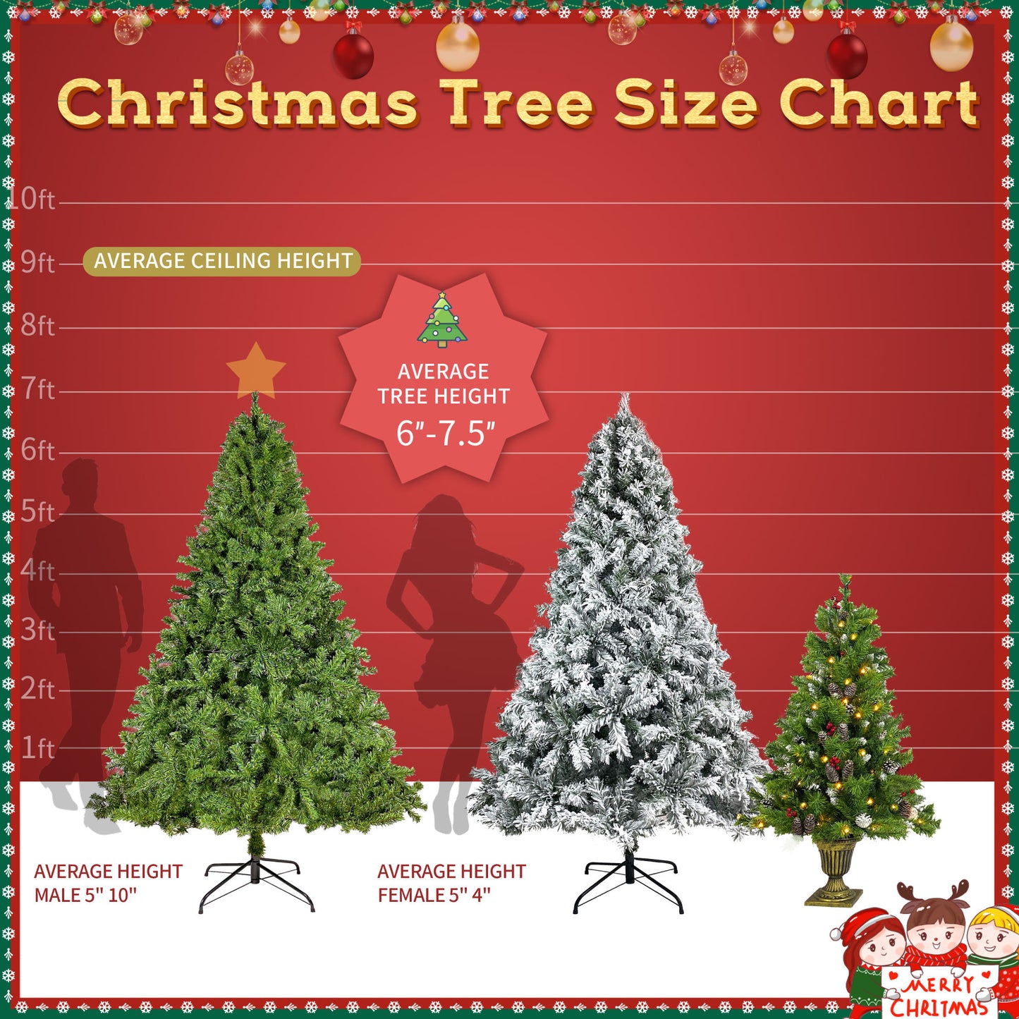 7.5FT Hinged Fraser Fir Artificial Fir Christmas Tree