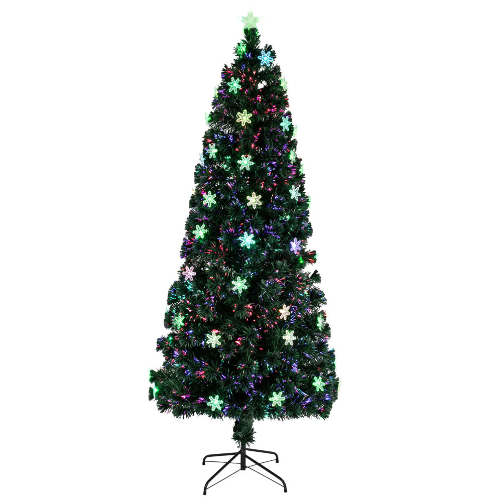 6ft Pre-Lit Artificial Christmas Tree with Multi-Colored Fiber Optic Light