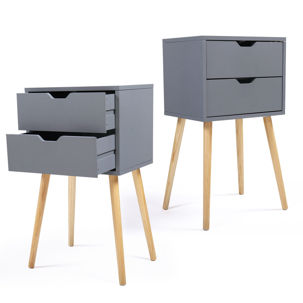 Double drawer bedside table