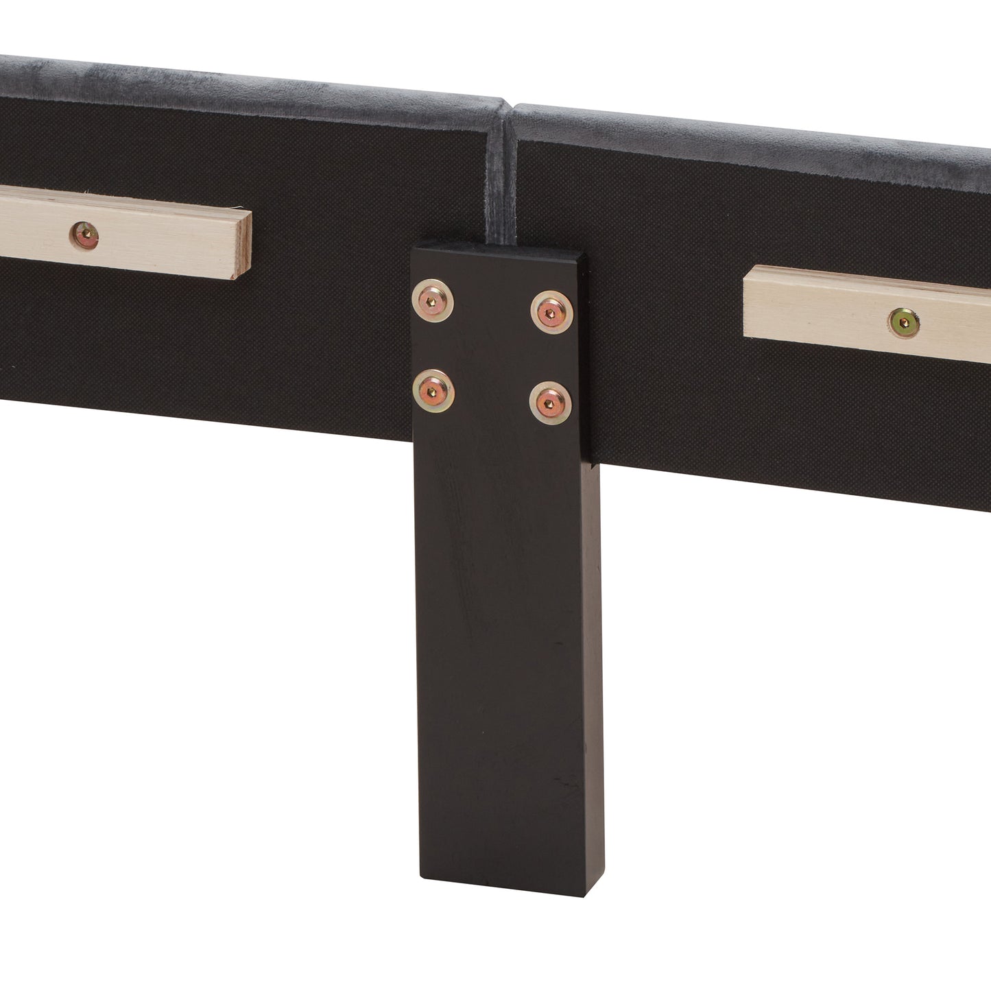 Upholstered Bed with Wings Design - Strong Wood Slat Support