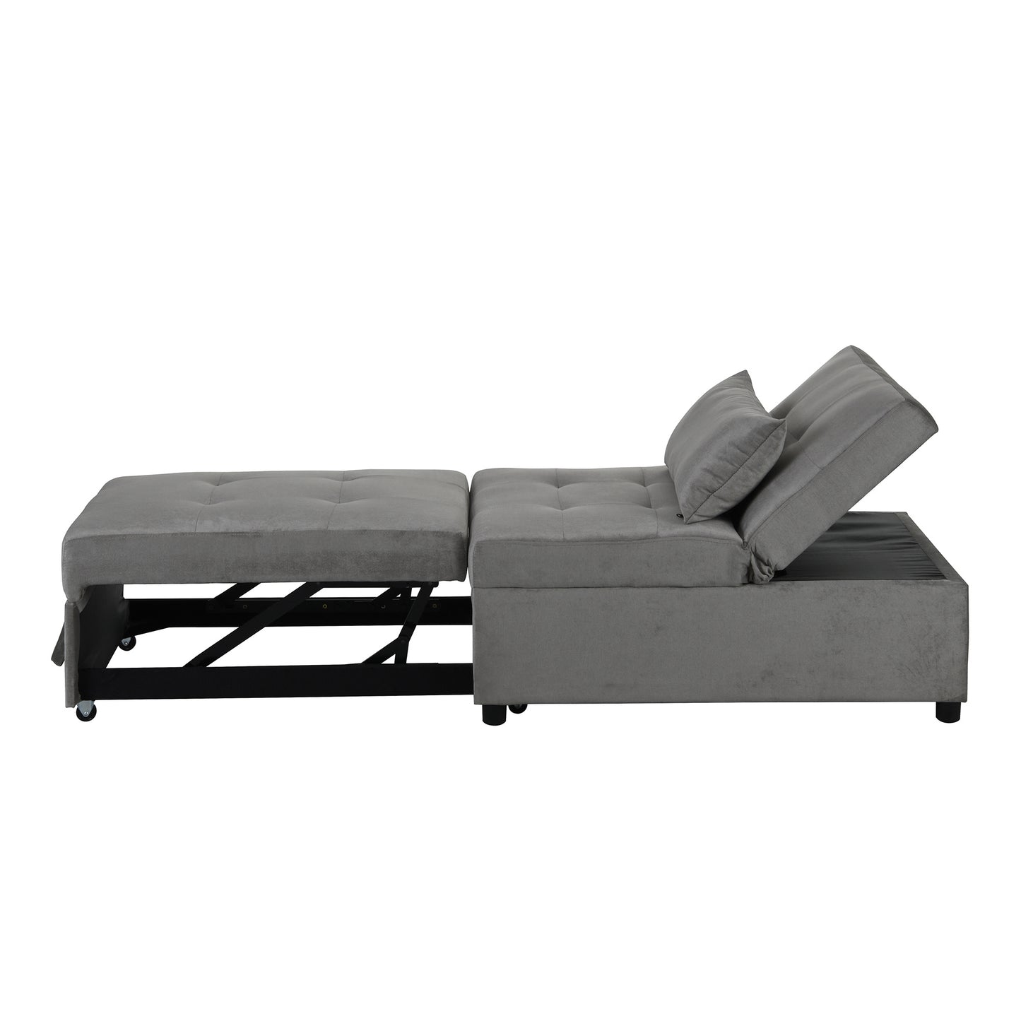 Folding Ottoman Sofa Bed Gray