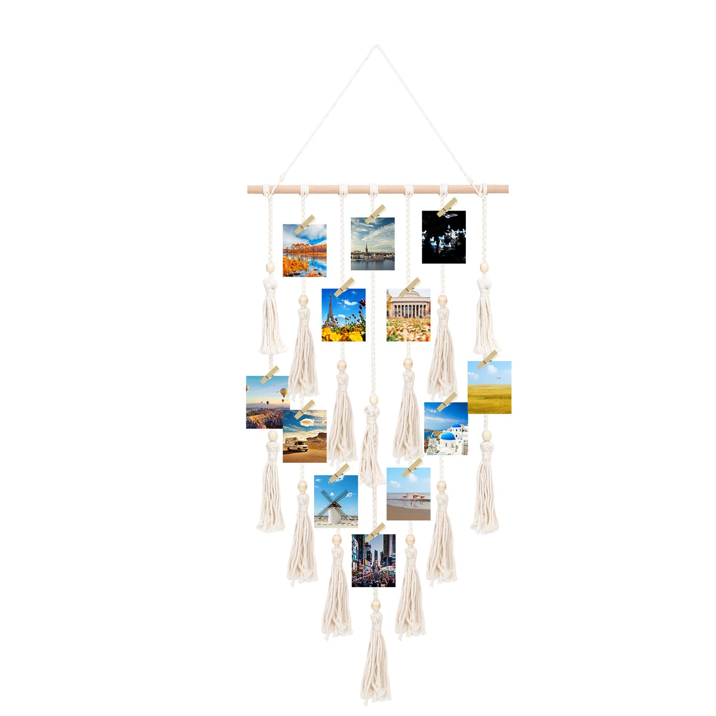 Hanging Photo Display Macrame Wall Hanging Pictures Organizer