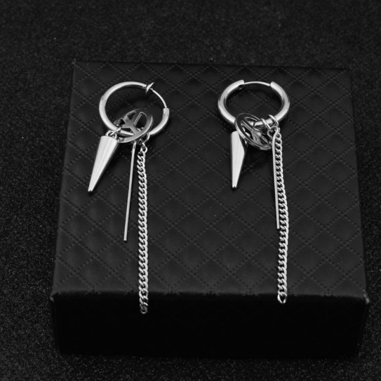 Cross chain pierced ear clips