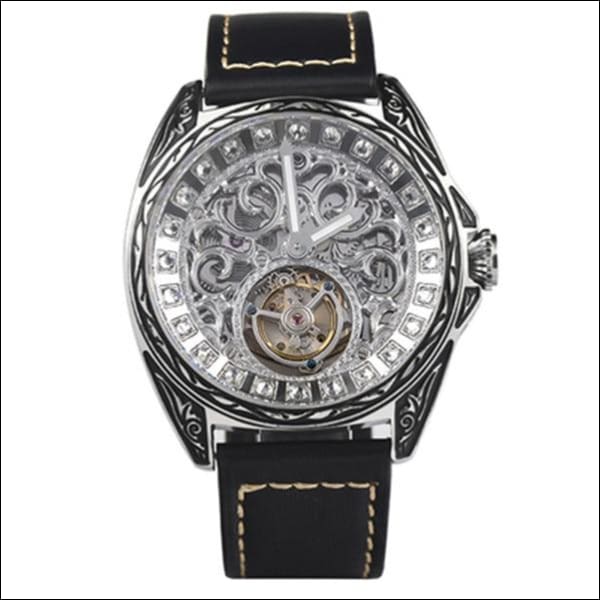 Sapphire Diamond Crystal Skeleton Tourbillon Wrist Watch