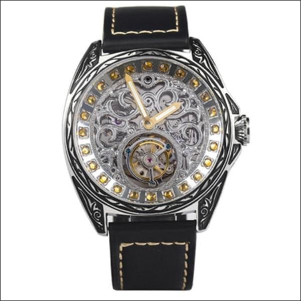 Sapphire Diamond Crystal Skeleton Tourbillon Wrist Watch