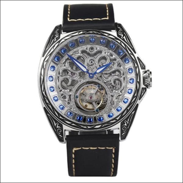 Sapphire Diamond Crystal Skeleton Tourbillon Wrist Watch