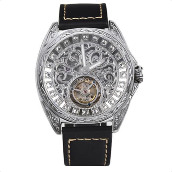 Sapphire Diamond Crystal Skeleton Tourbillon Wrist Watch