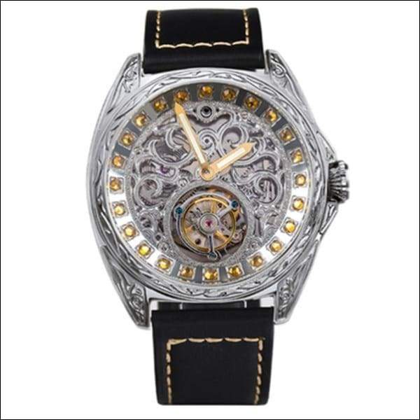 Sapphire Diamond Crystal Skeleton Tourbillon Wrist Watch